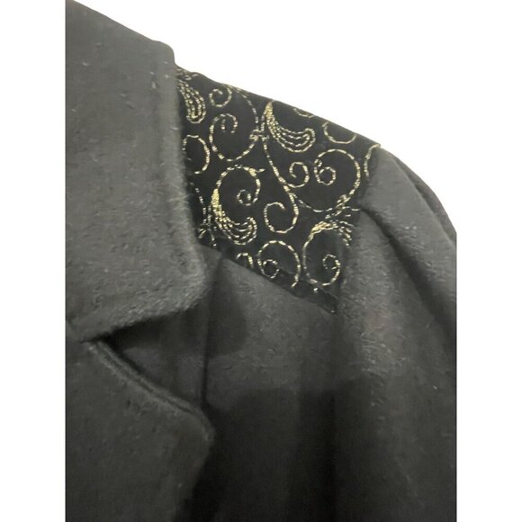 Vintage Women Double-Breasted Wool Coat Gold Embroidered Shoulders Union Tag USA - Picture 2 of 13